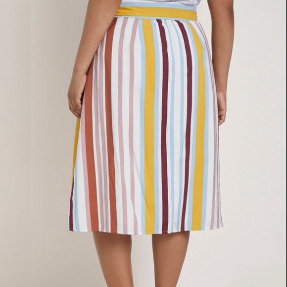 ELOQUII Striped A-Line Belted Midi Skirt - Picture 5 of 5